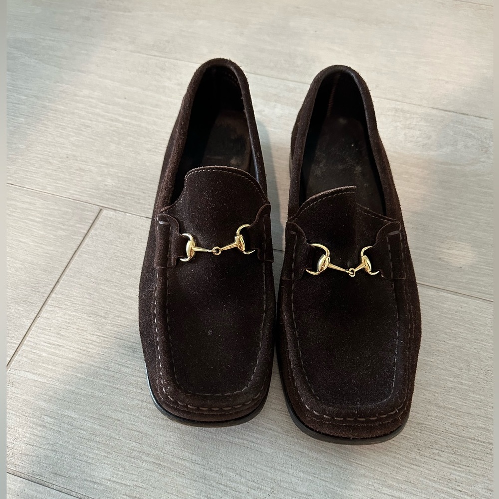 Gucci Vintage Brown Suede Loafers